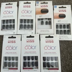 6 sets of KISS salon color glue on or press on nails